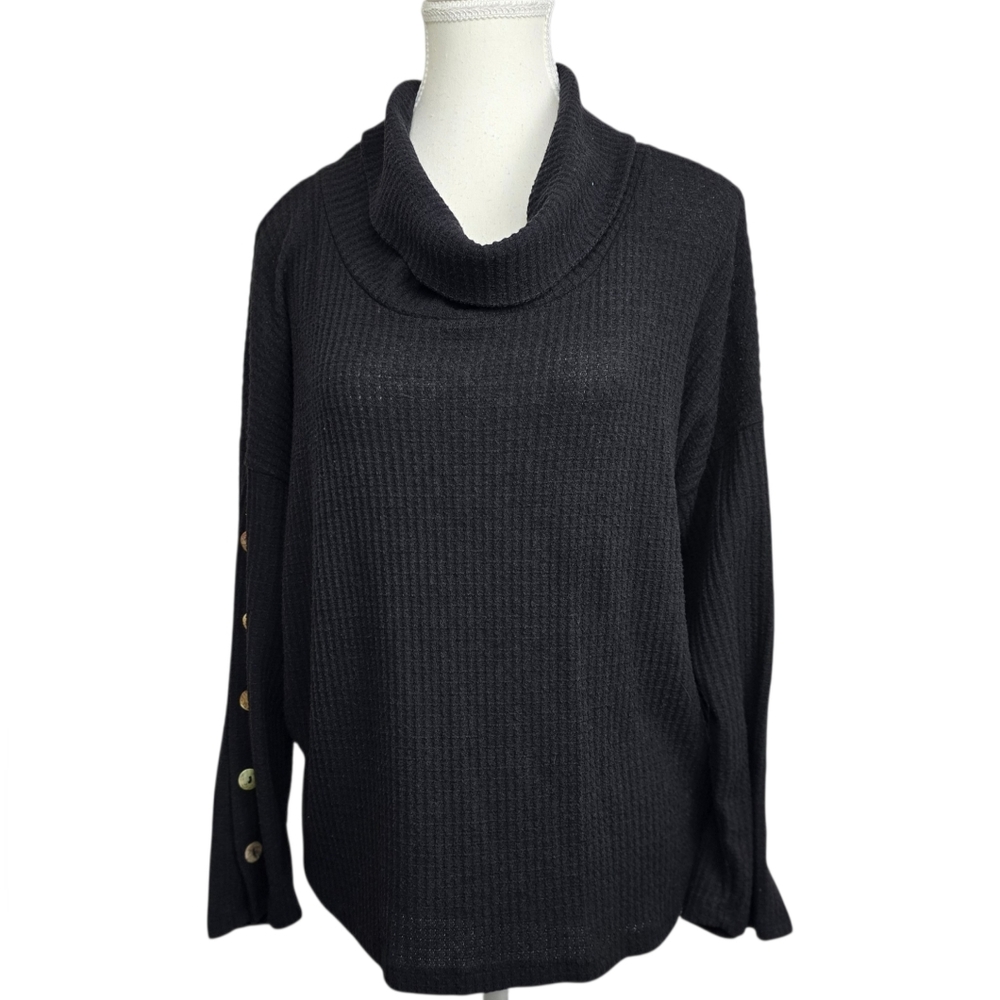 Coin 1804 Women's Charcoal Gray Cowl Neck 3/4 Sleeve Sweater Sz 1X Relaxed Fit